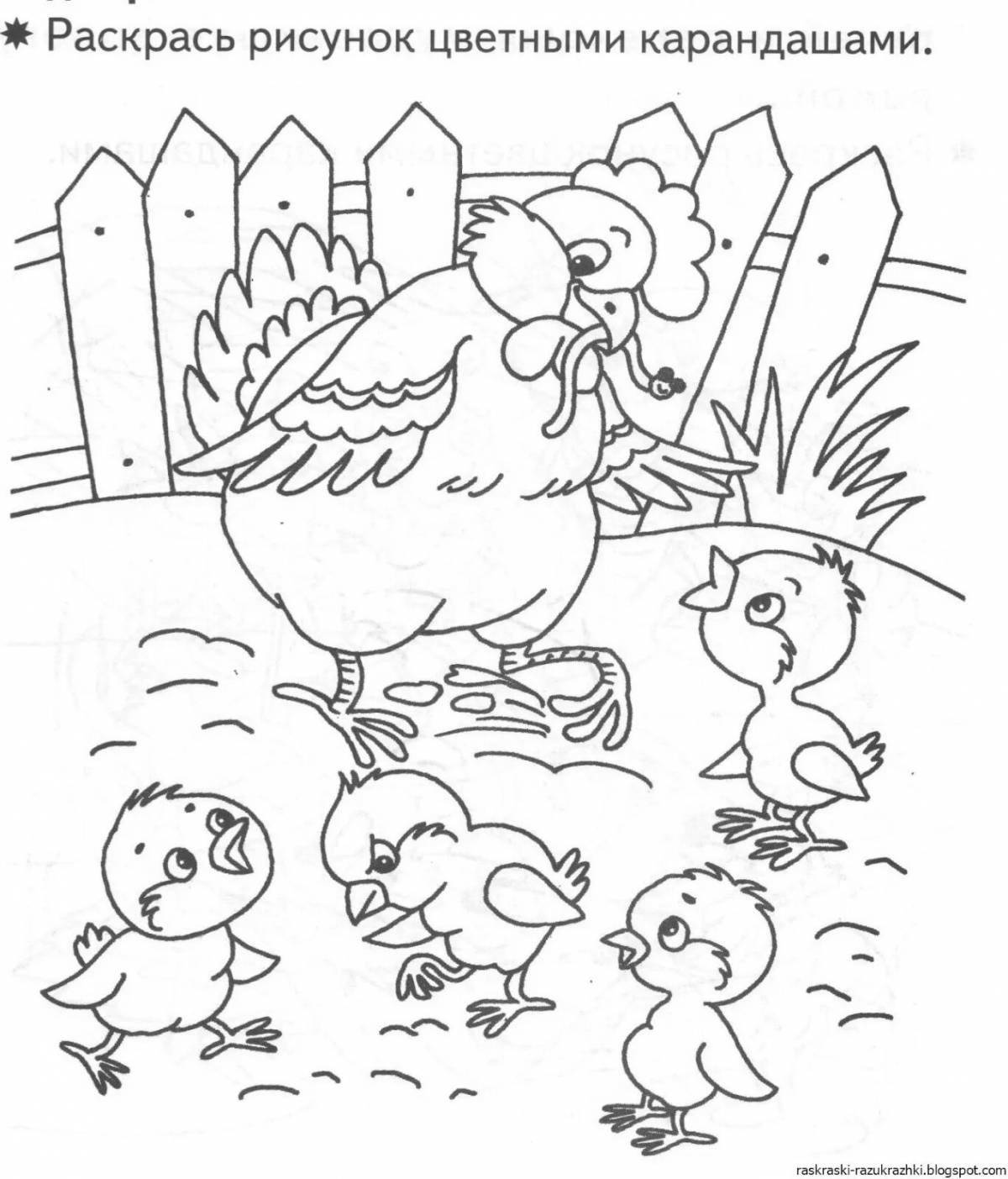 Выдающаяся страница раскраски домашней птицы для детей