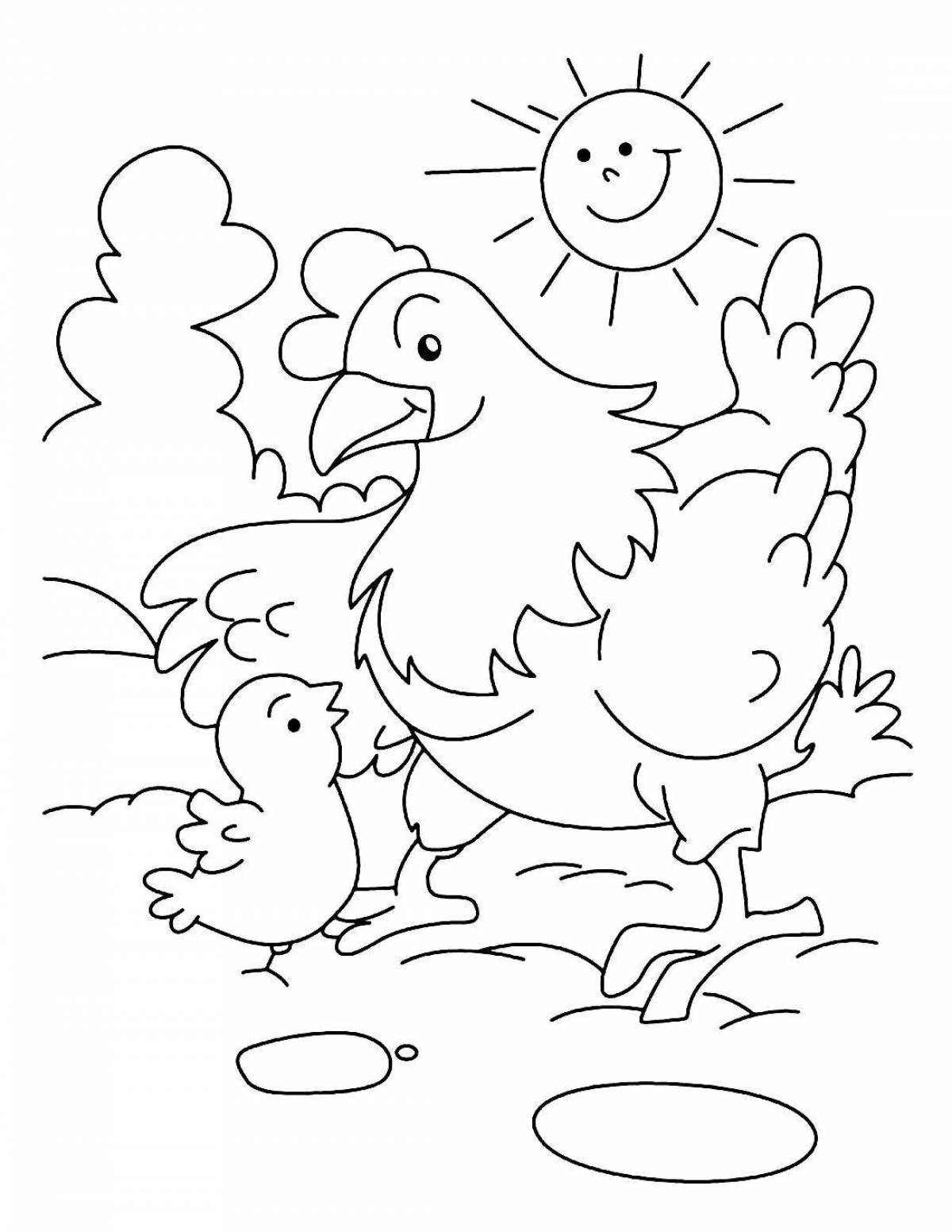 Замечательная страница раскраски домашней птицы для детей 5-6 лет