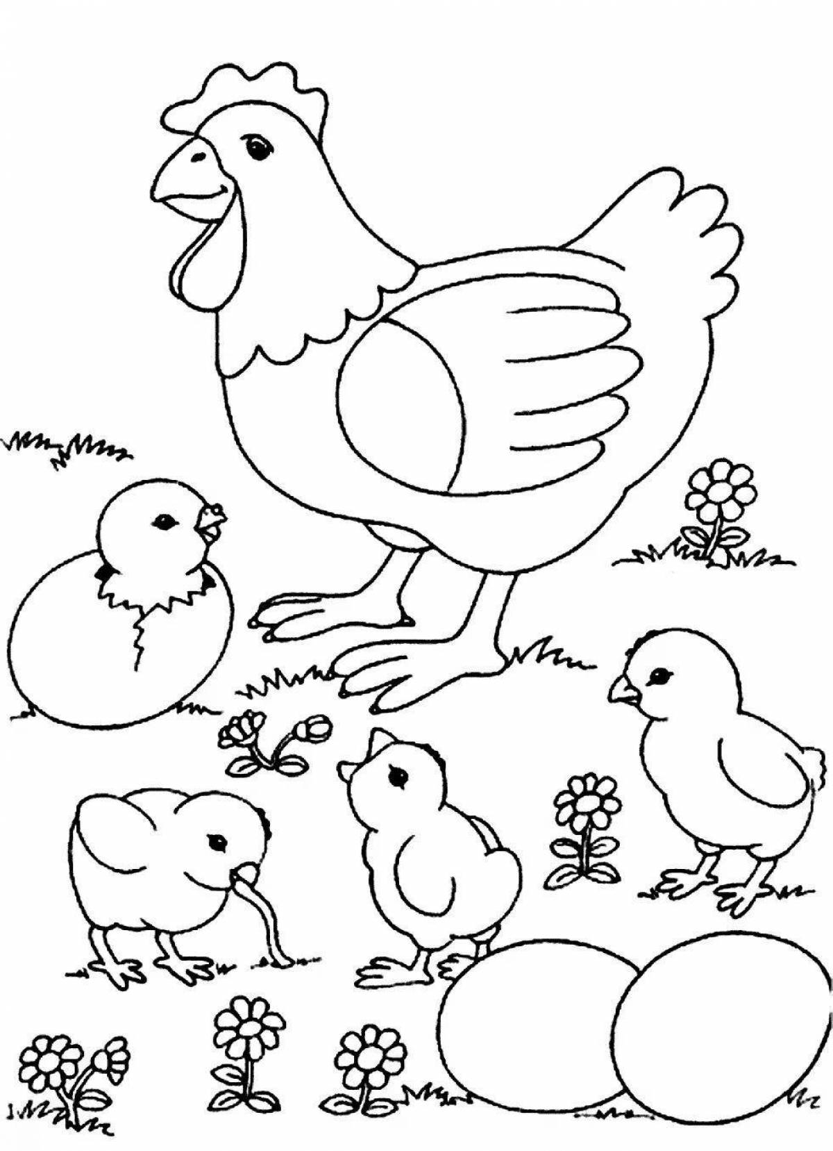 Веселая страница раскраски птицы для детей 6-7 лет