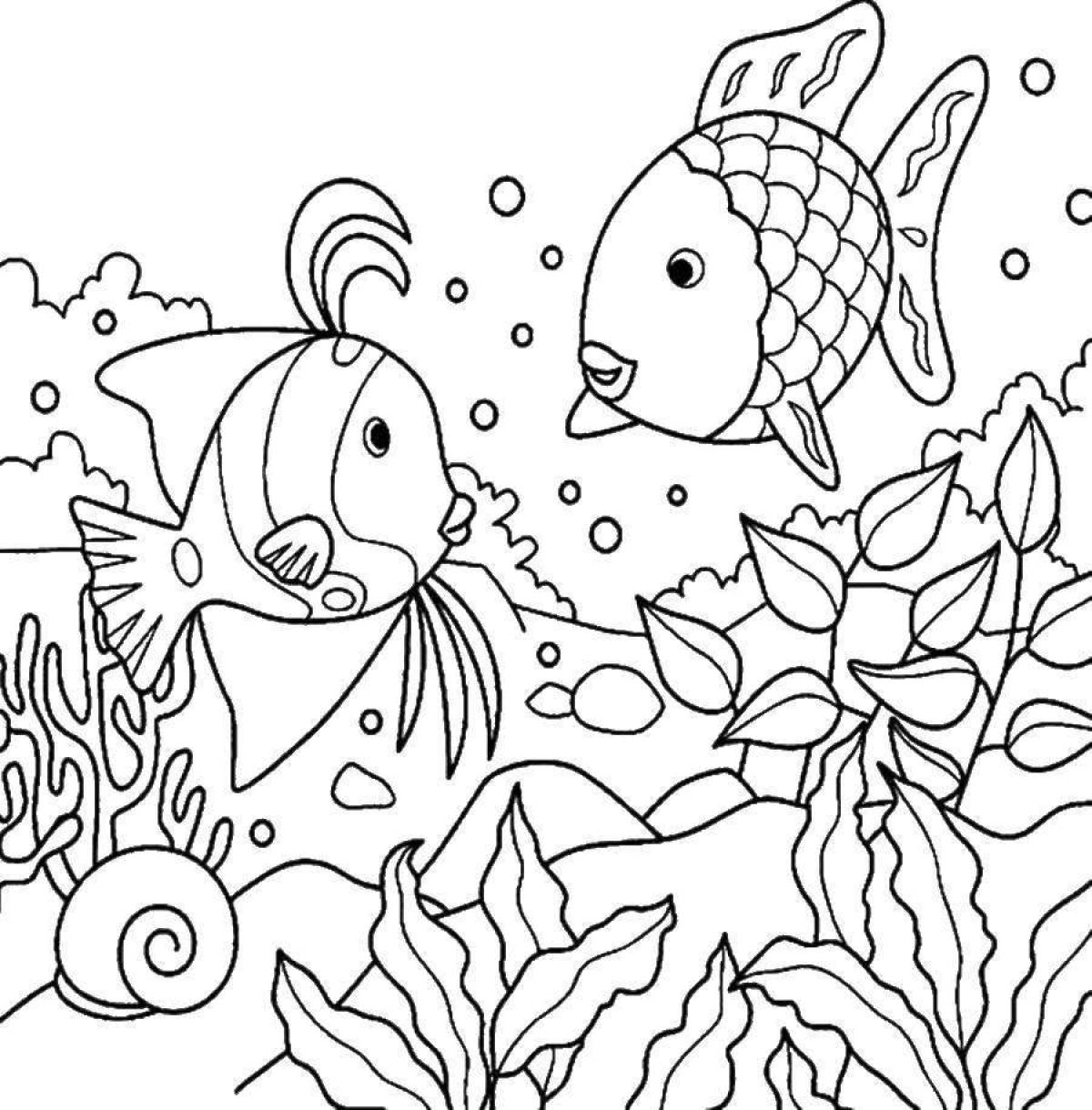 Colouring funny fish in the aquarium