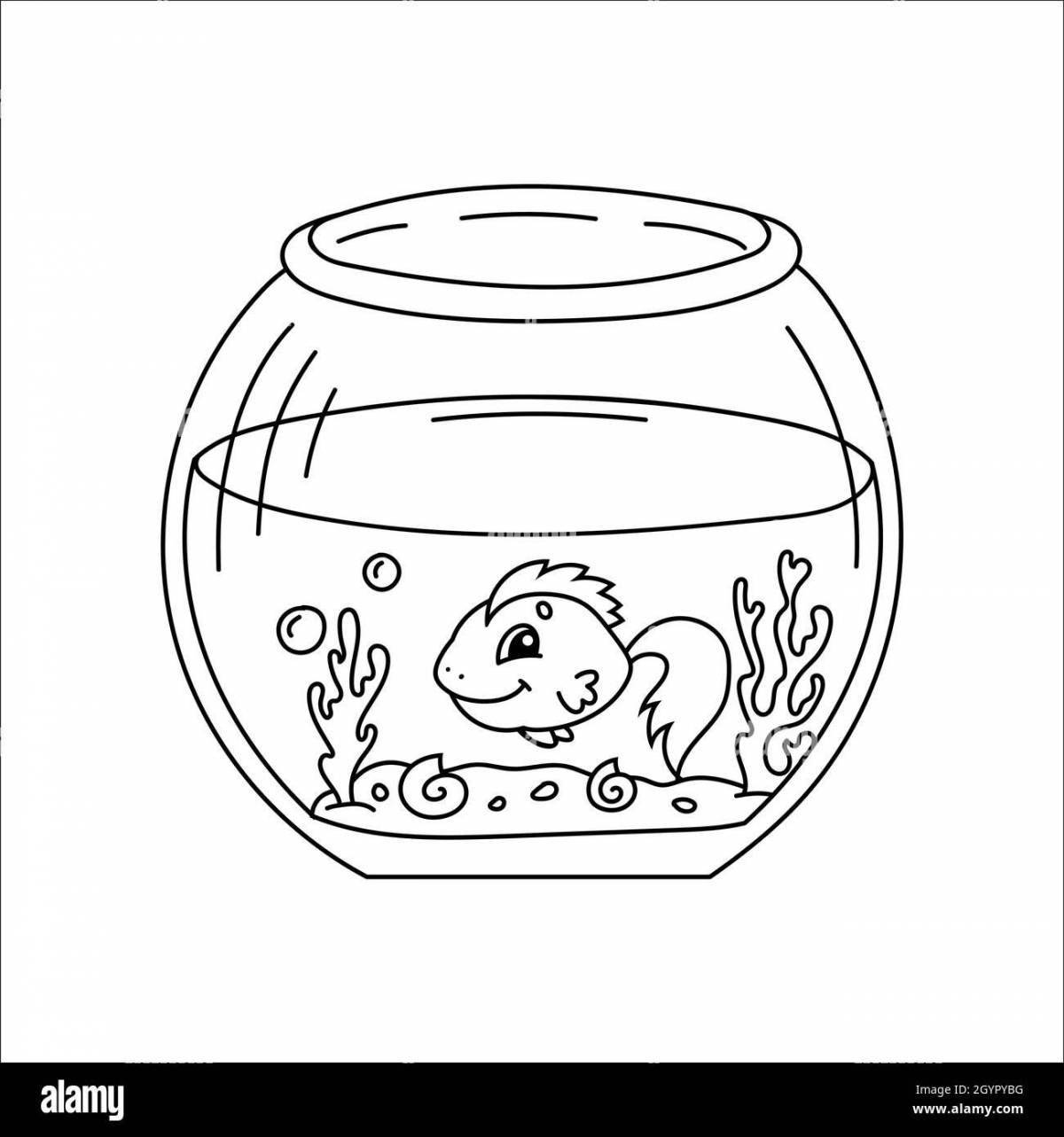 Coloring book exciting fish in the aquarium