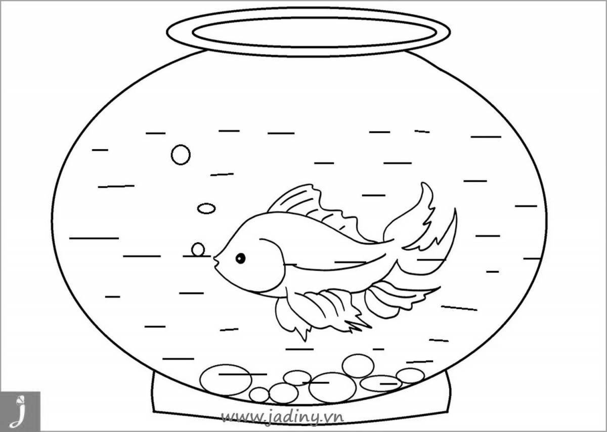 Coloring page cute fish in the aquarium
