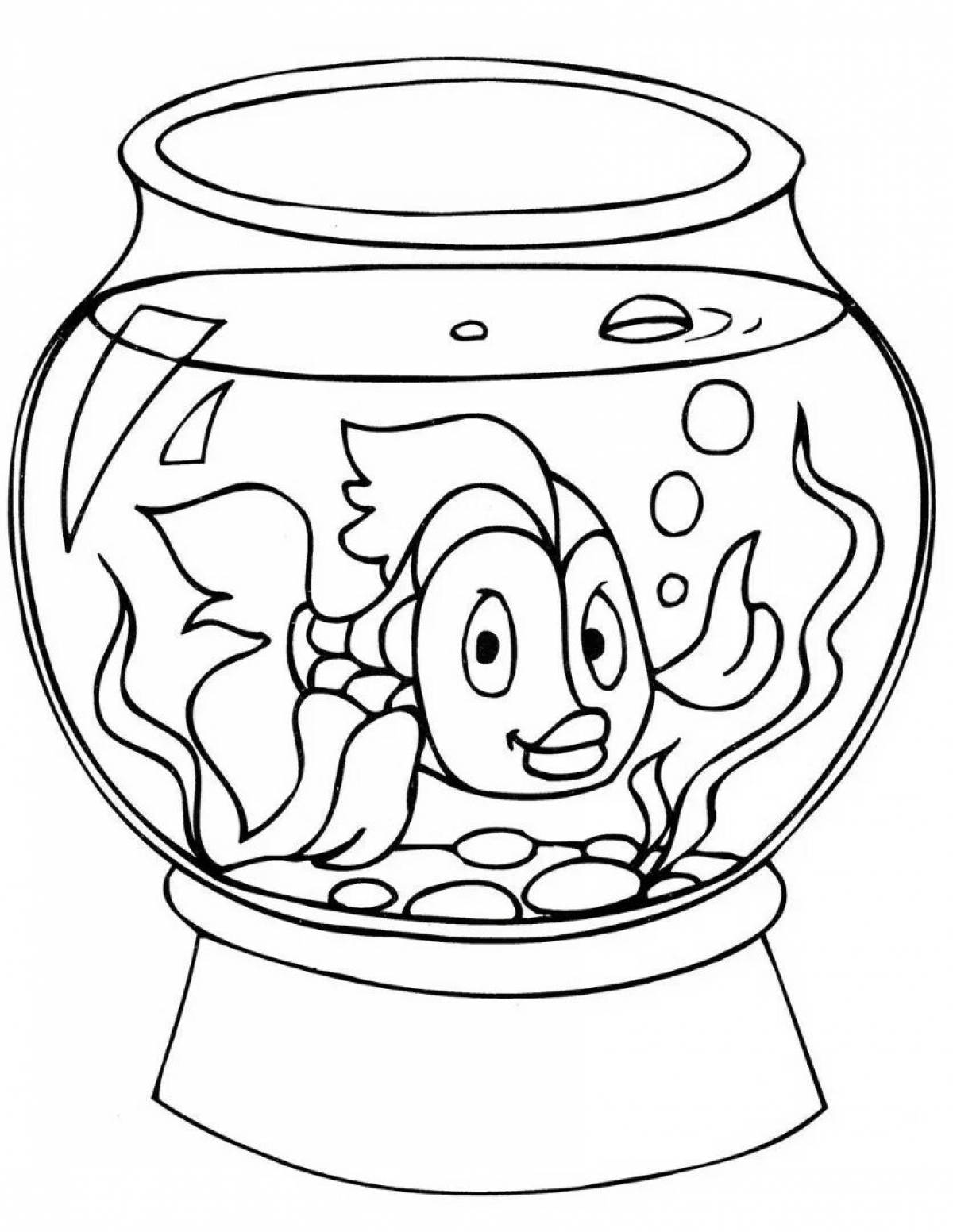 Coloring page bizarre fish in the aquarium