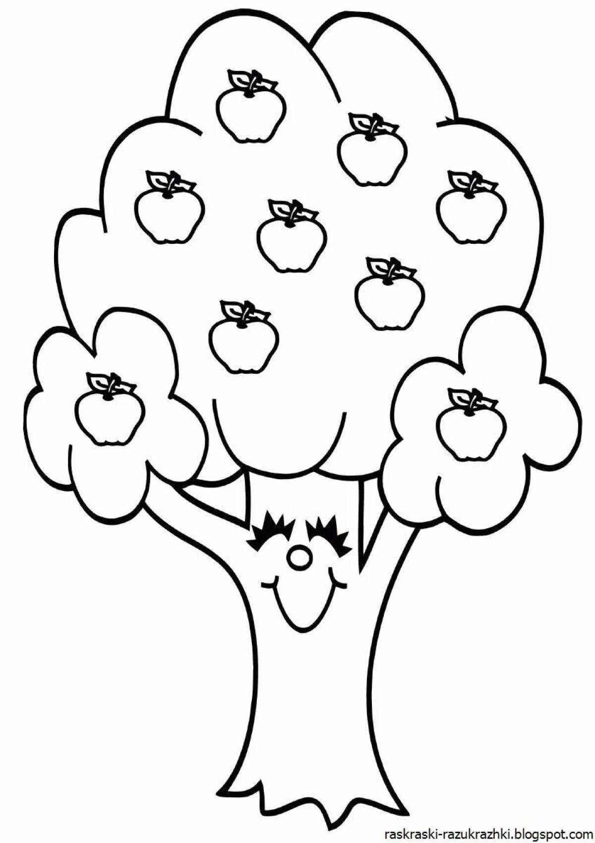 Раскраска буйная яблоня для детей