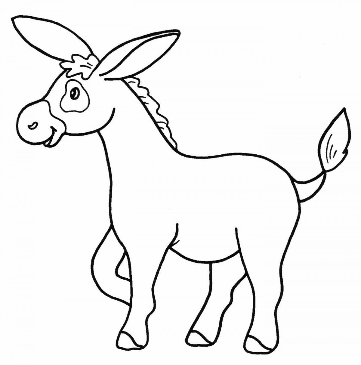 Colourful coloring donkey for children