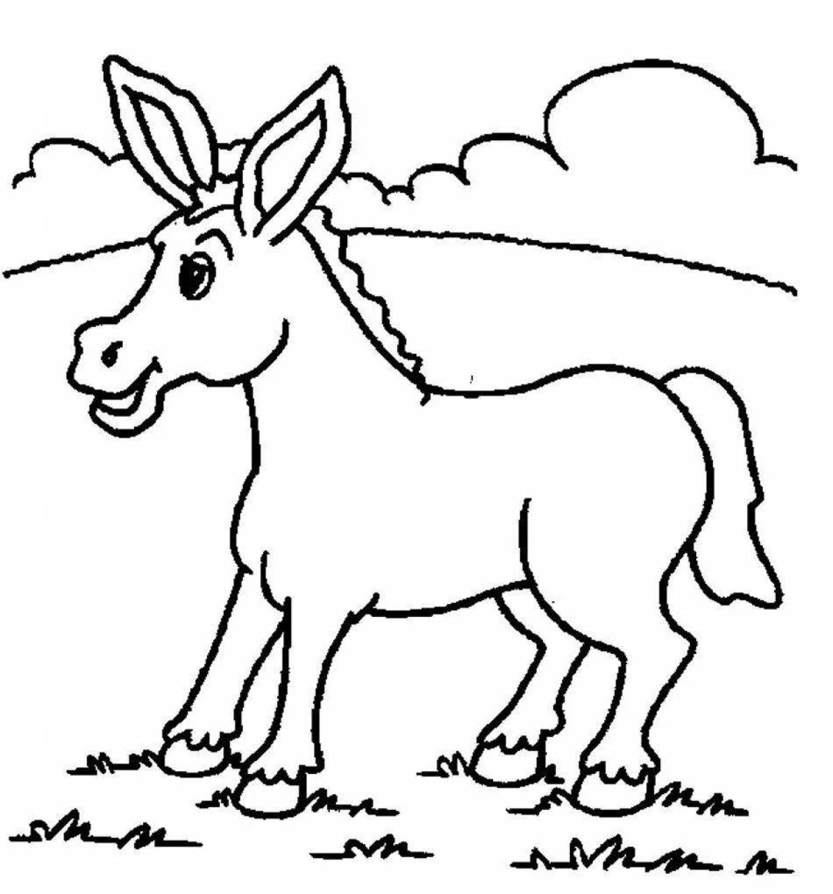 Playful donkey coloring for kids
