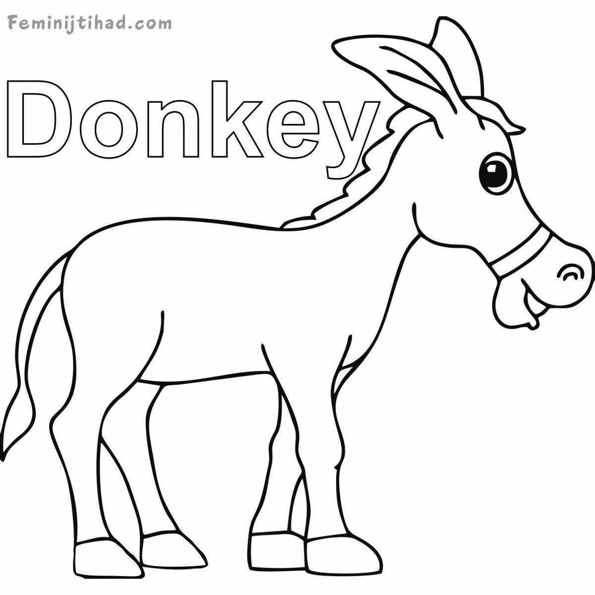 Sweet coloring donkey for kids