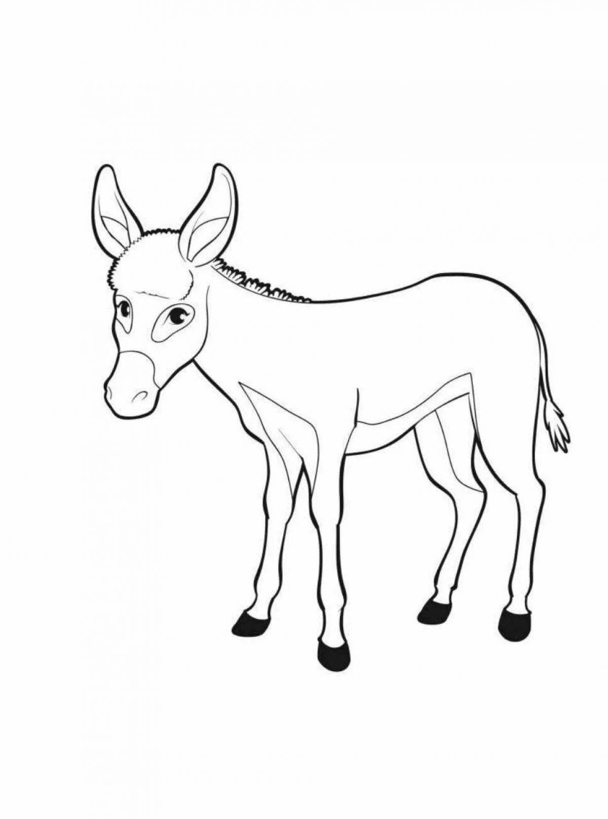 Причудливая раскраска осел для детей