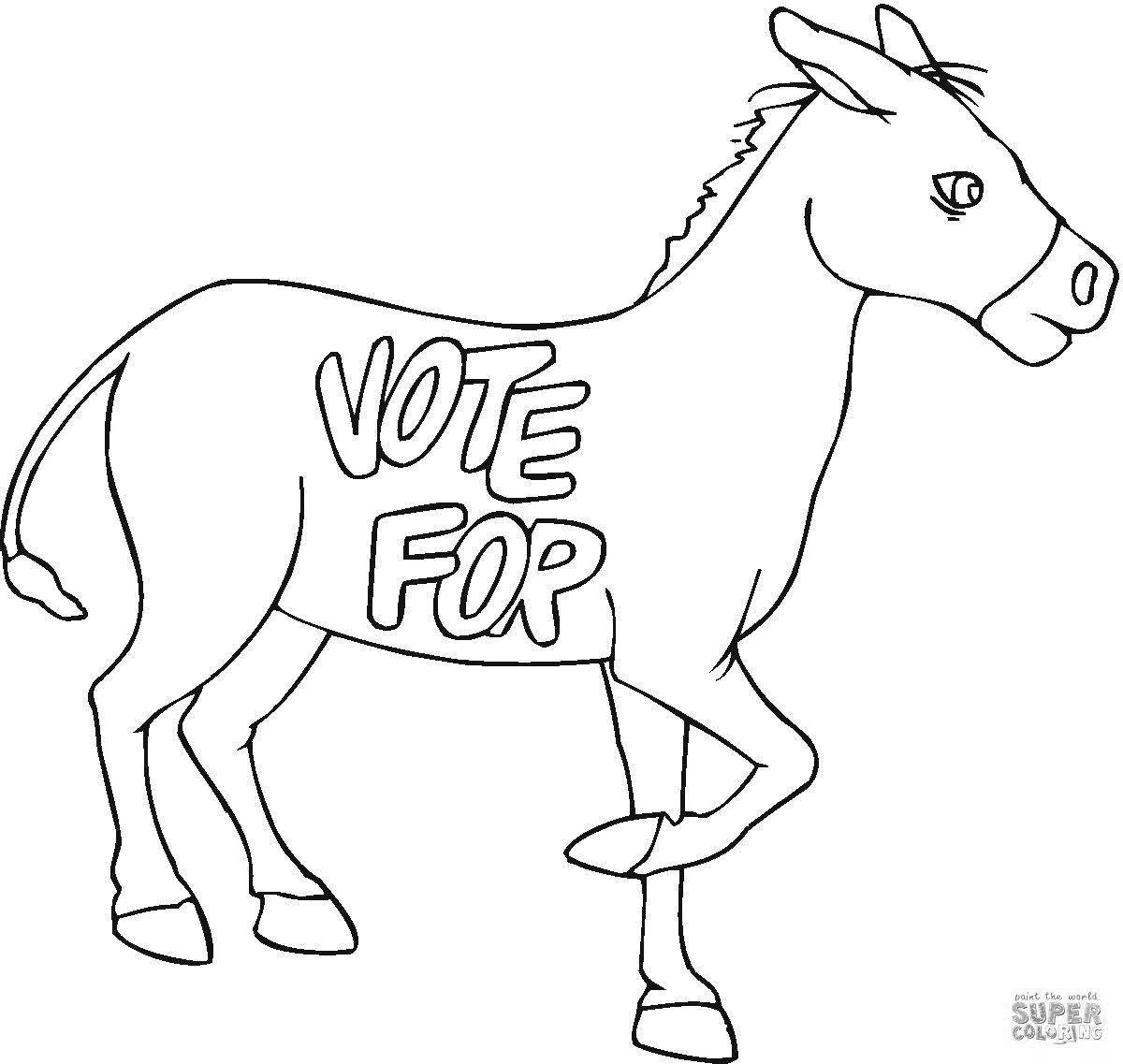Очаровательная раскраска ослик для детей