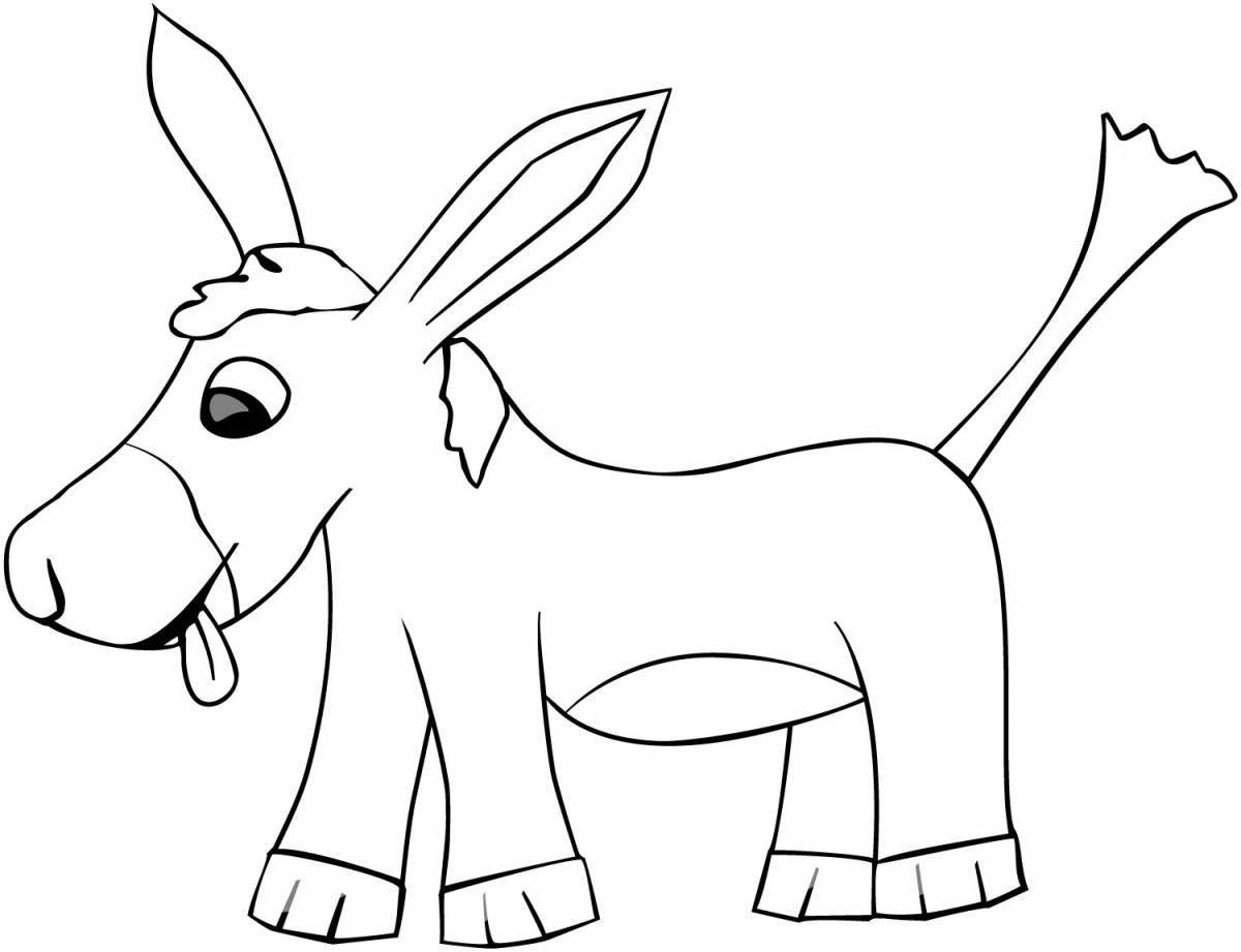 Animated coloring donkey for kids