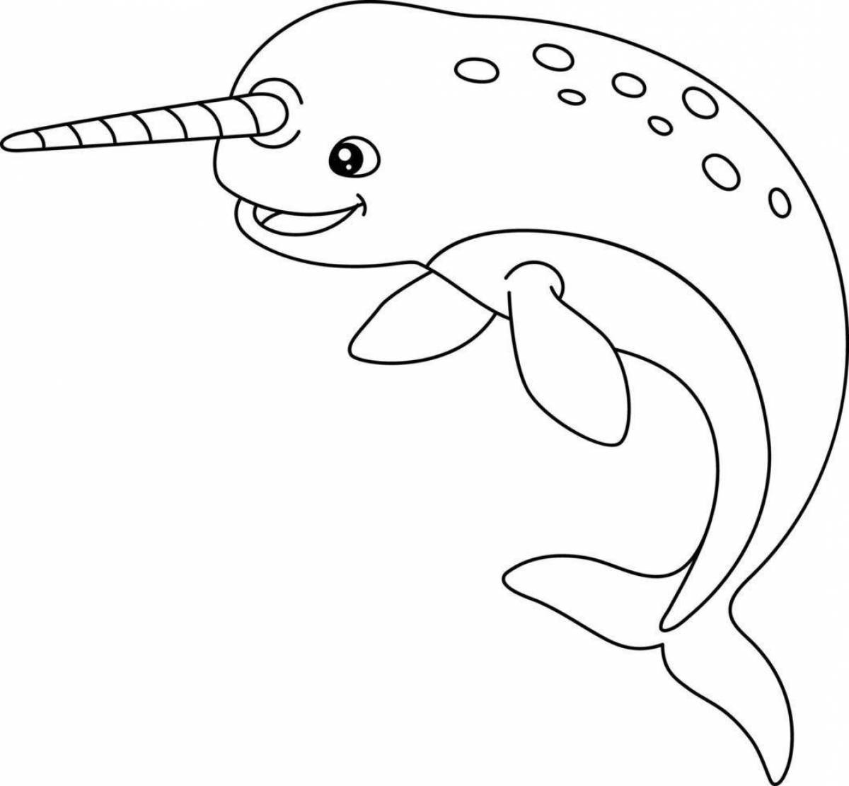 Adorable narwhal coloring book for kids