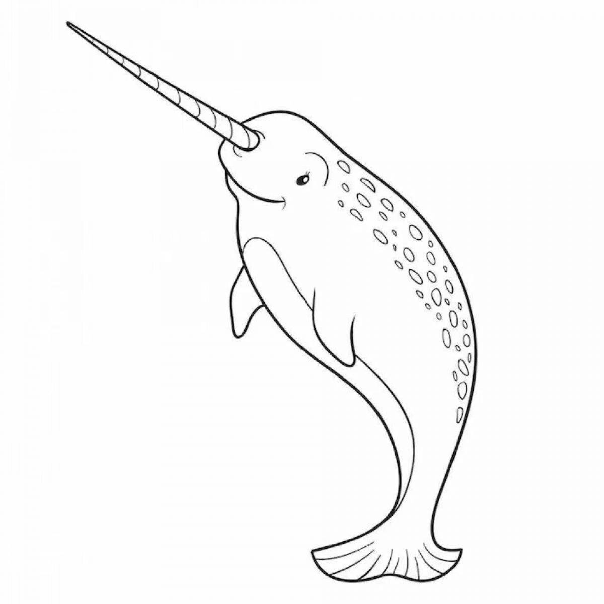Fun coloring narwhal for kids
