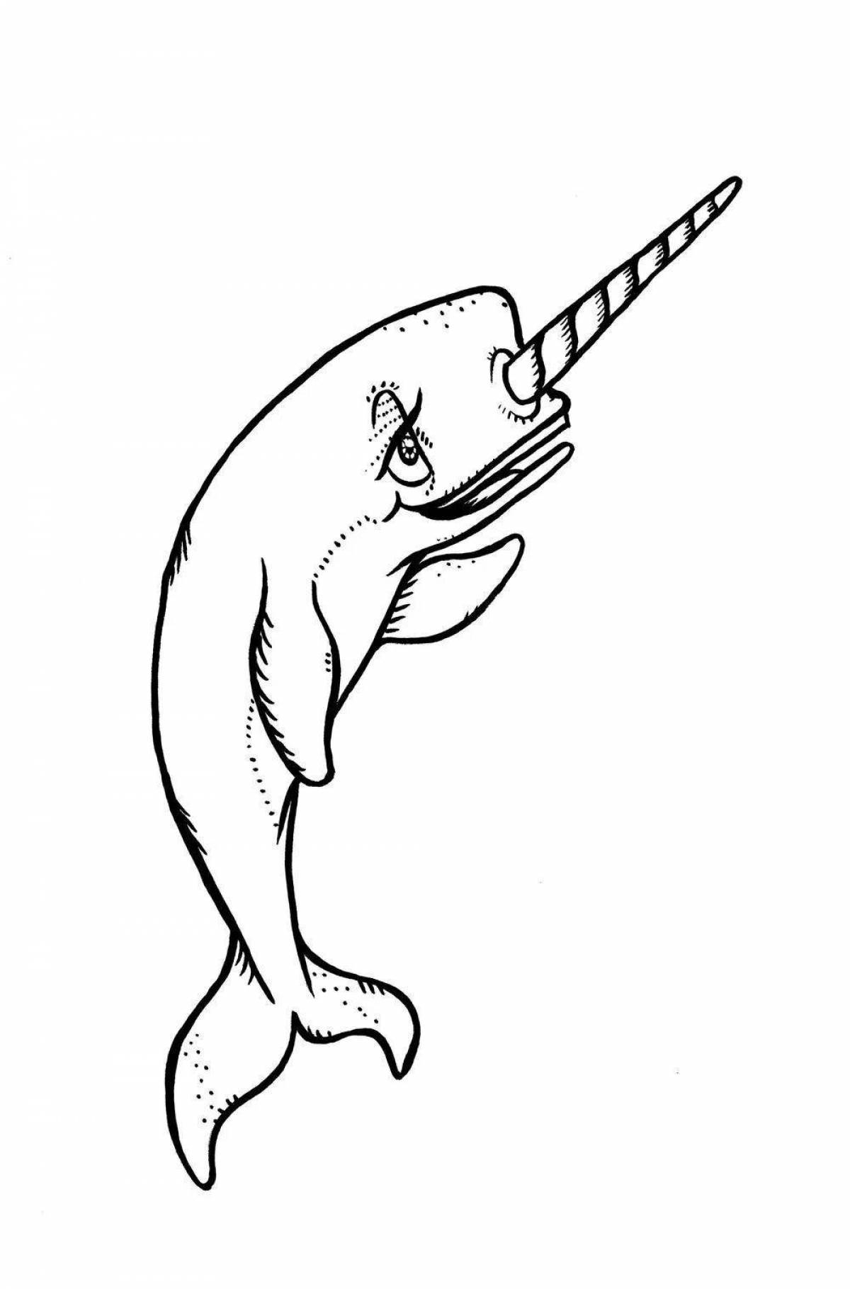 Joyful narwhal coloring book for kids