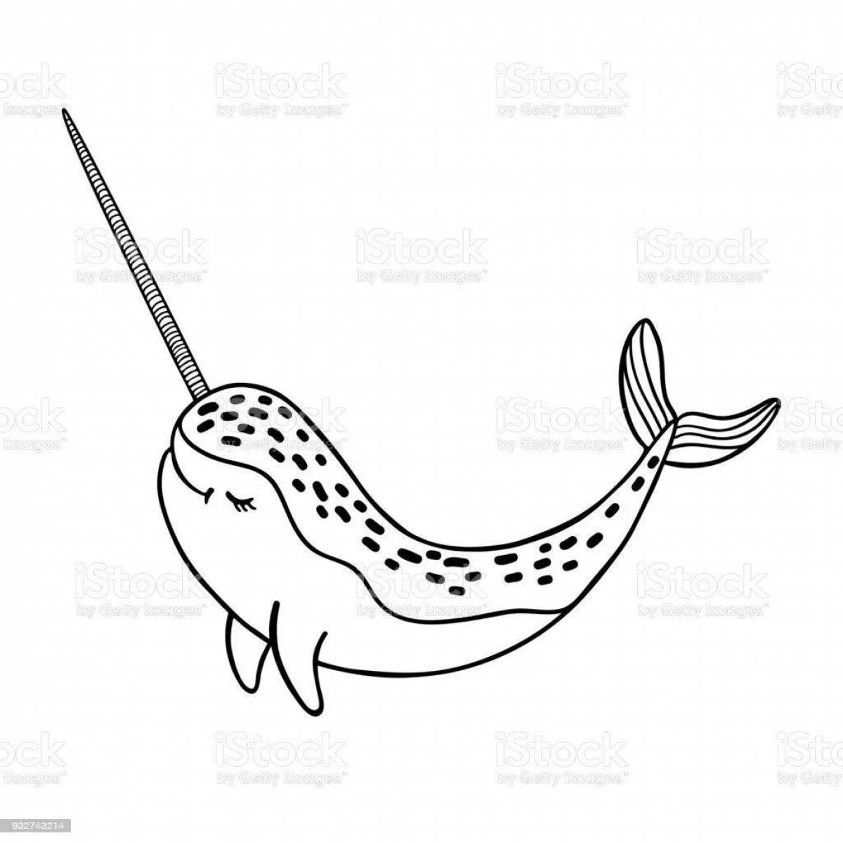 Children's coloring narwhal