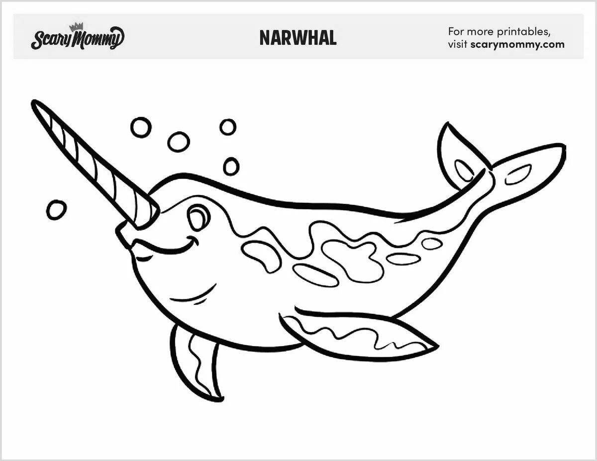 Glorious narwhal coloring book for kids