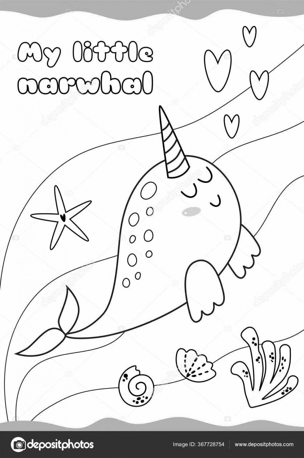 Gorgeous narwhal coloring book for kids