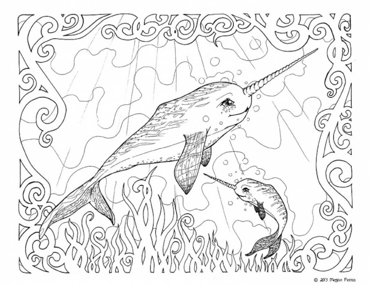 Dazzling narwhal coloring book for kids