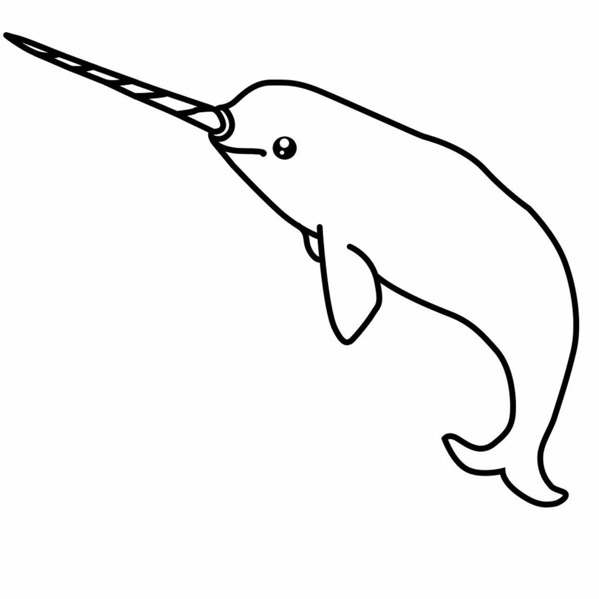 Nice narwhal coloring book for kids