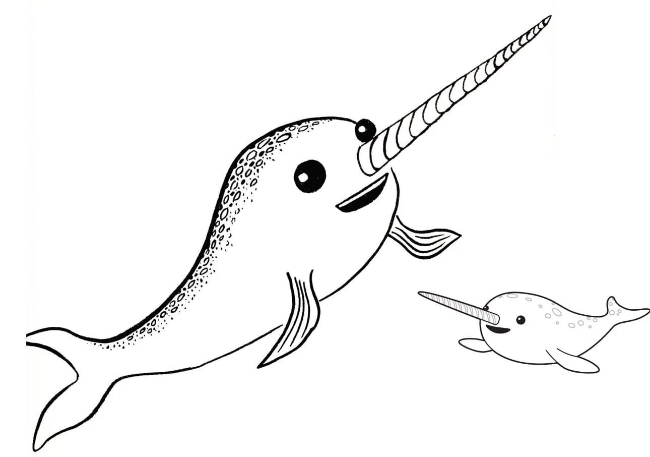 Great narwhal coloring book for kids