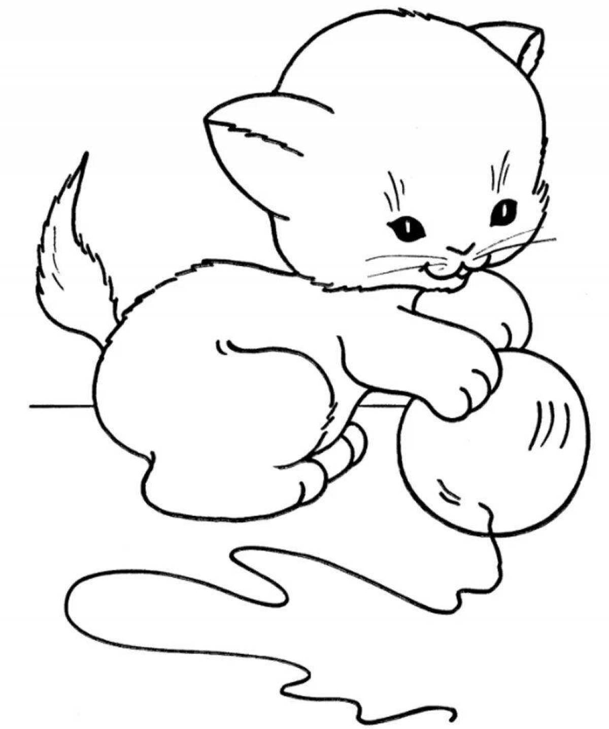 Раскраска дружелюбный кот для детей