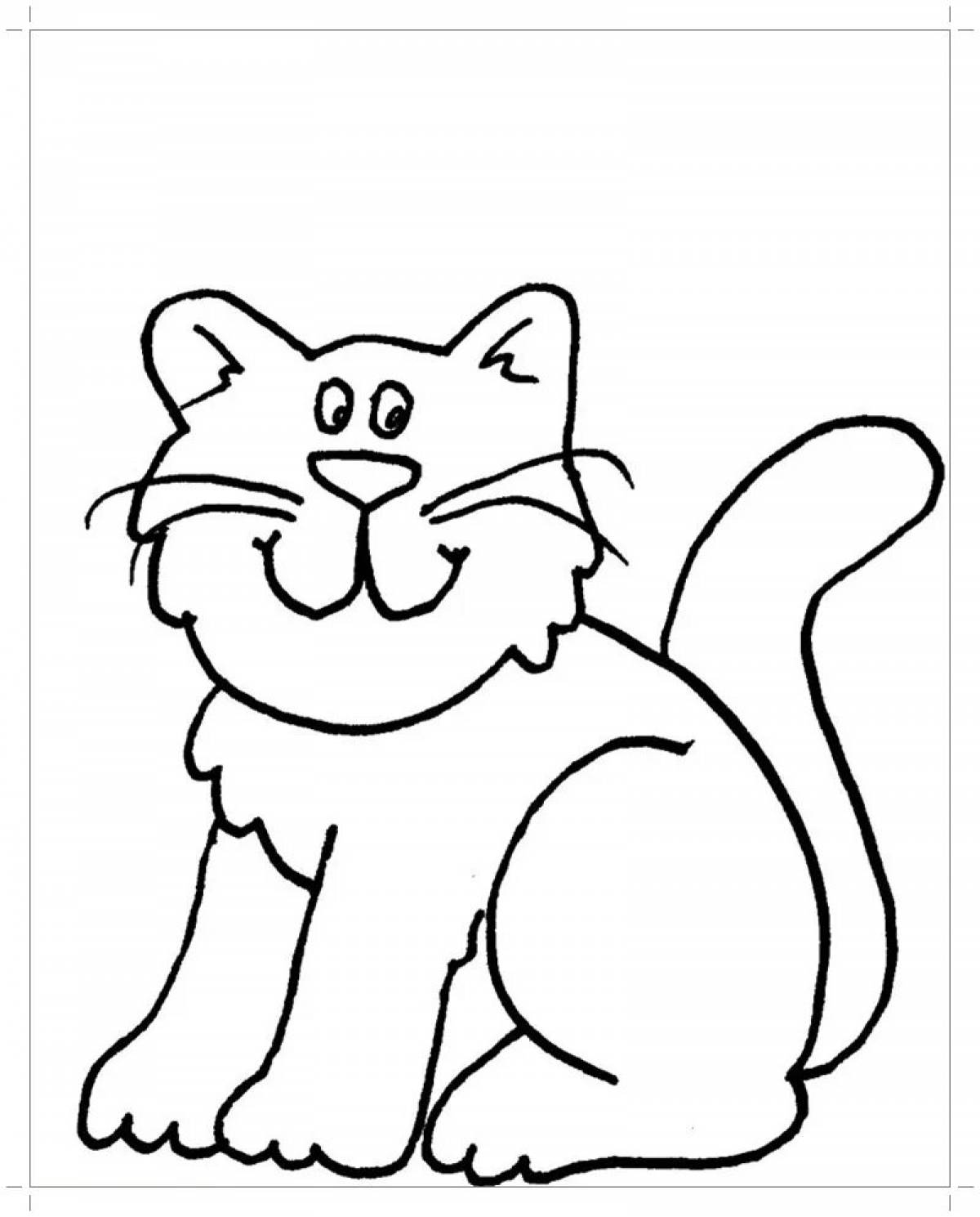 Adorable cat coloring page for kids