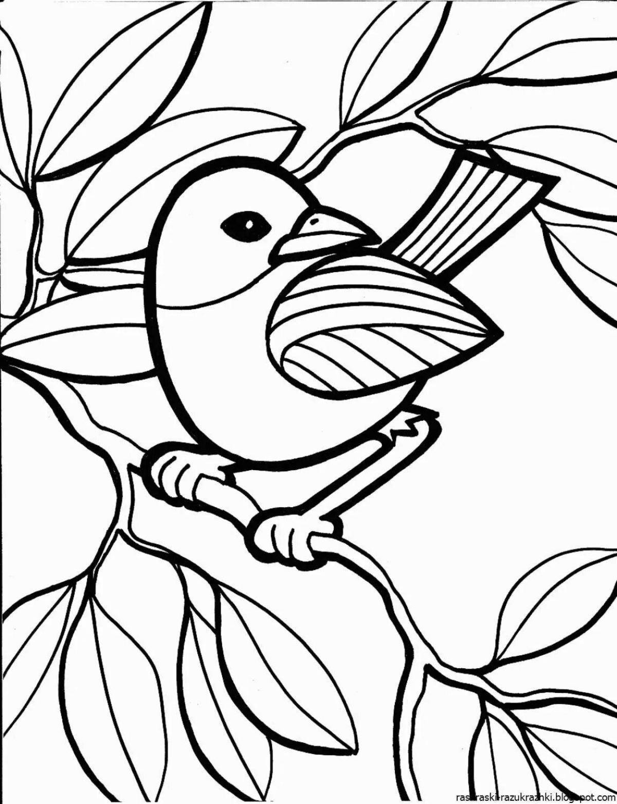 Exquisite bird coloring page for kids