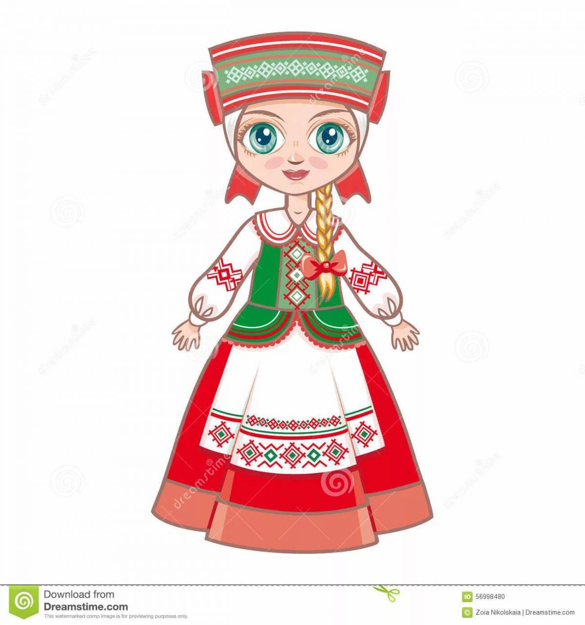 Белорусская в нац костюме вектор