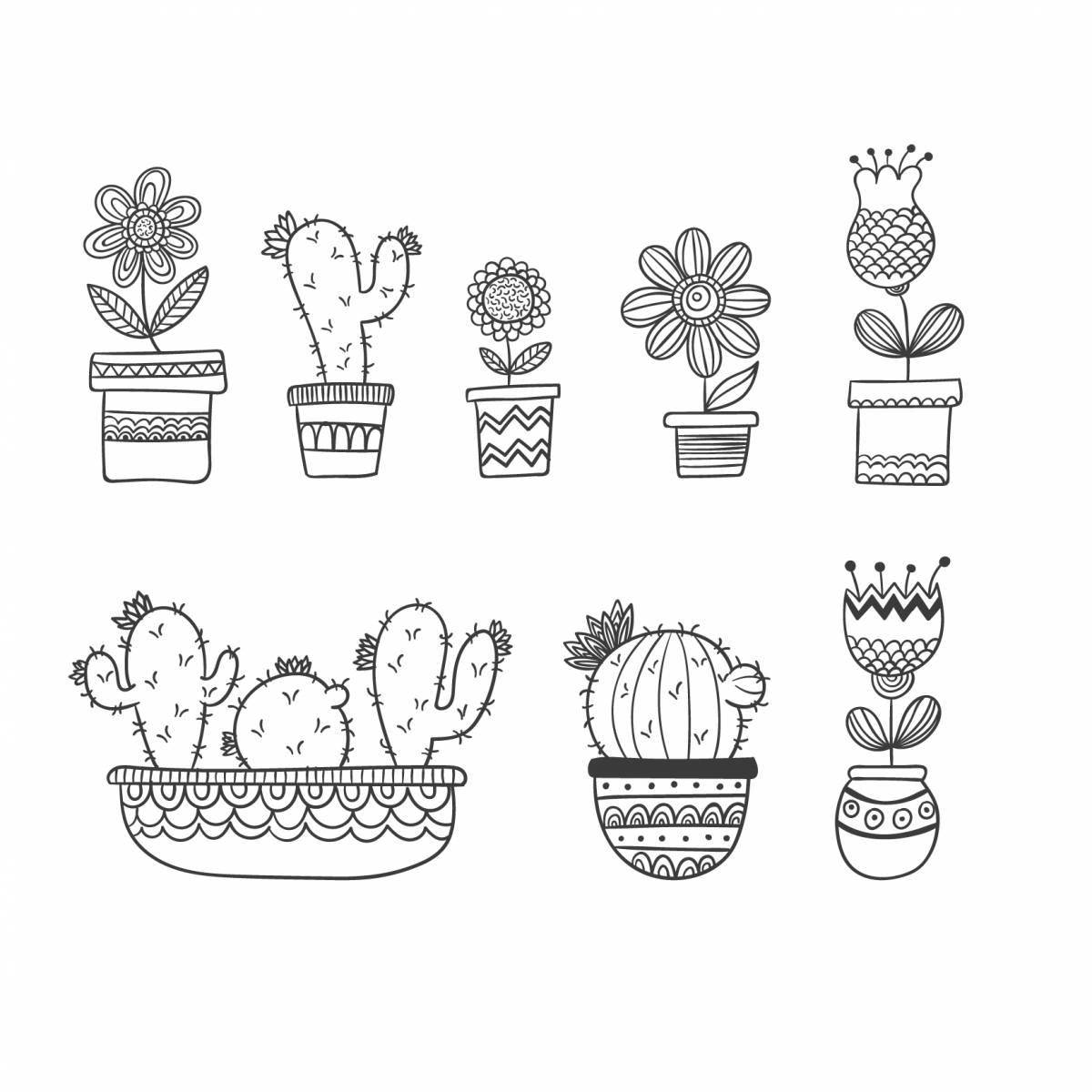Colouring cheerful flower pot