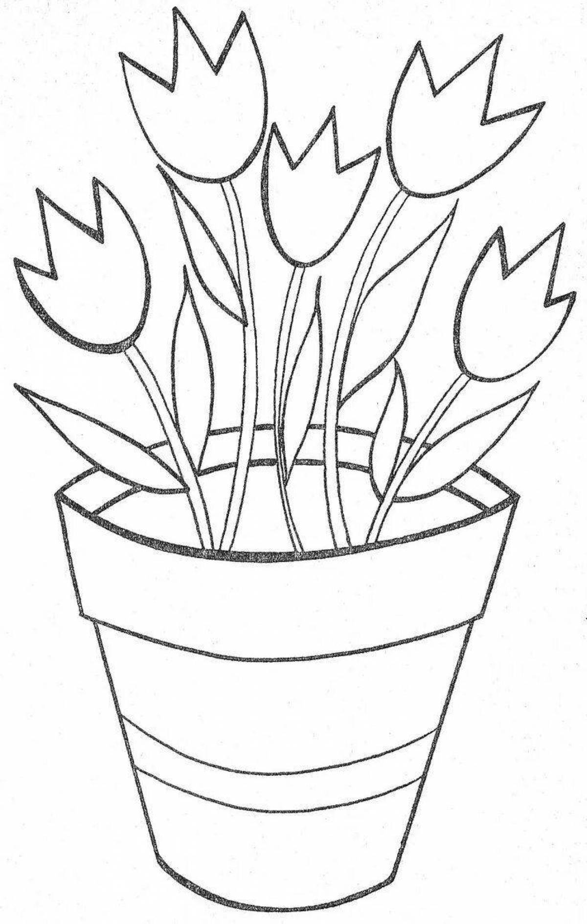 Colored flower pot coloring book