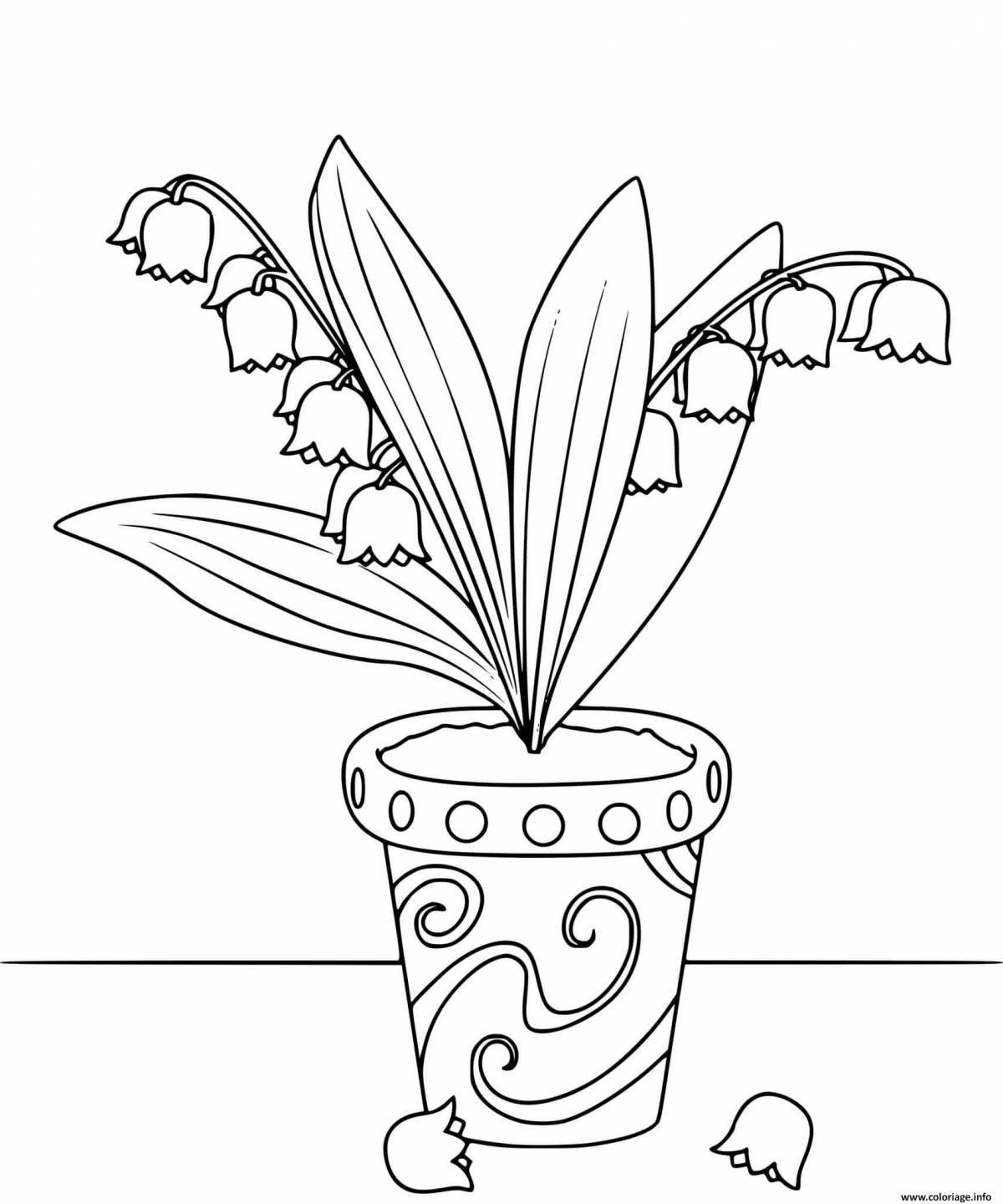 Colorful shiny flower pot coloring book