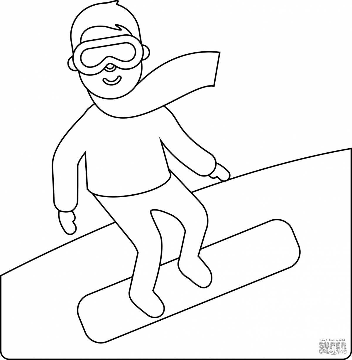 Snowboarder fun coloring book for kids