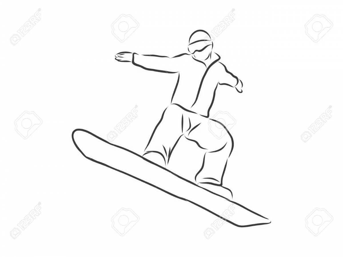 Раскраска энергичного сноубордиста для детей