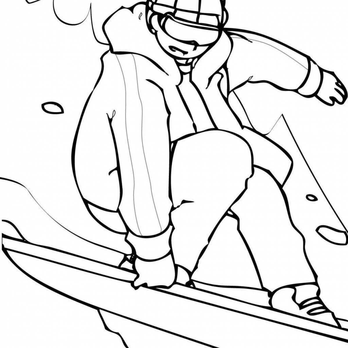 Раскраска сказочный сноубордист для детей