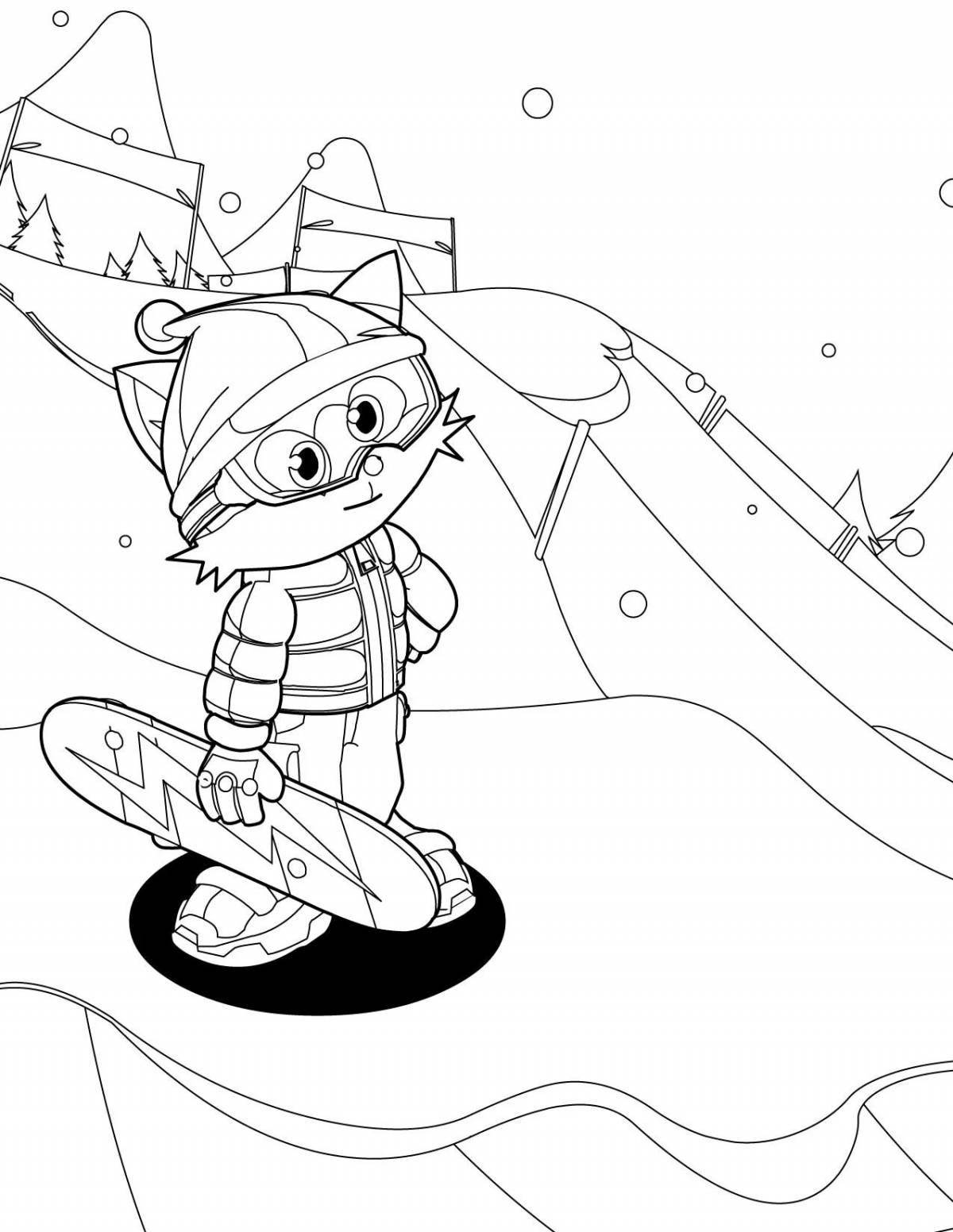 Gorgeous snowboarder coloring pages for kids