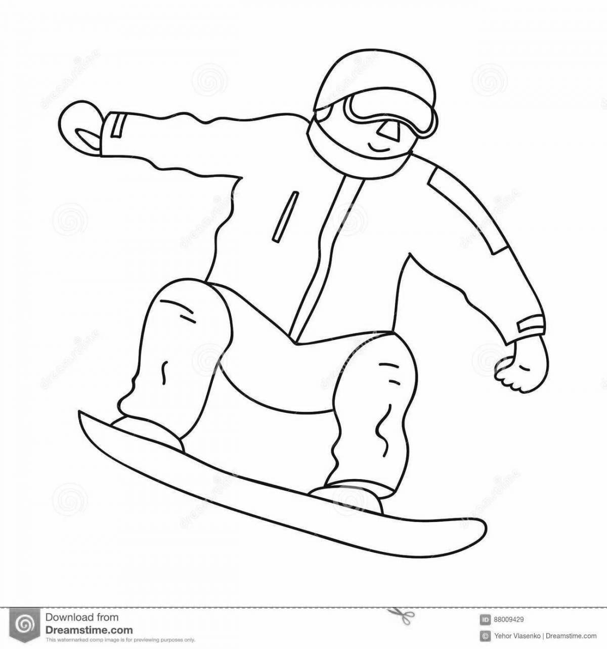 Amazing snowboarder coloring book for kids