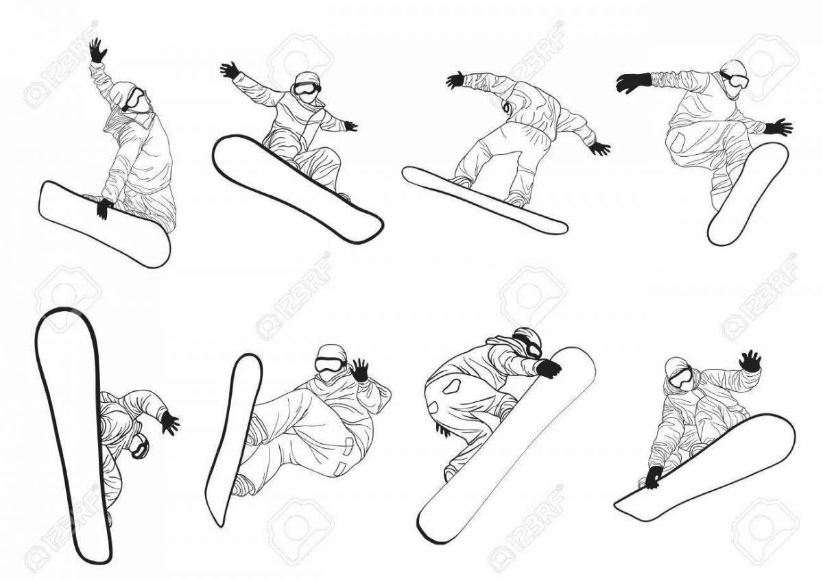 Incredible snowboarder coloring book for kids