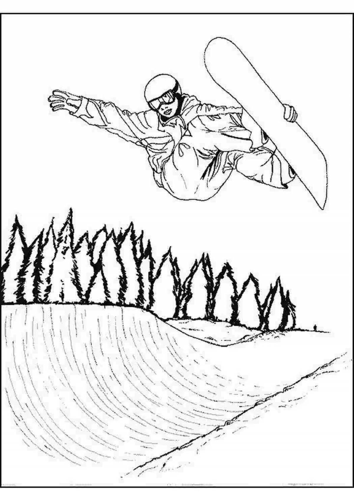 Fabulous snowboarder coloring book for kids