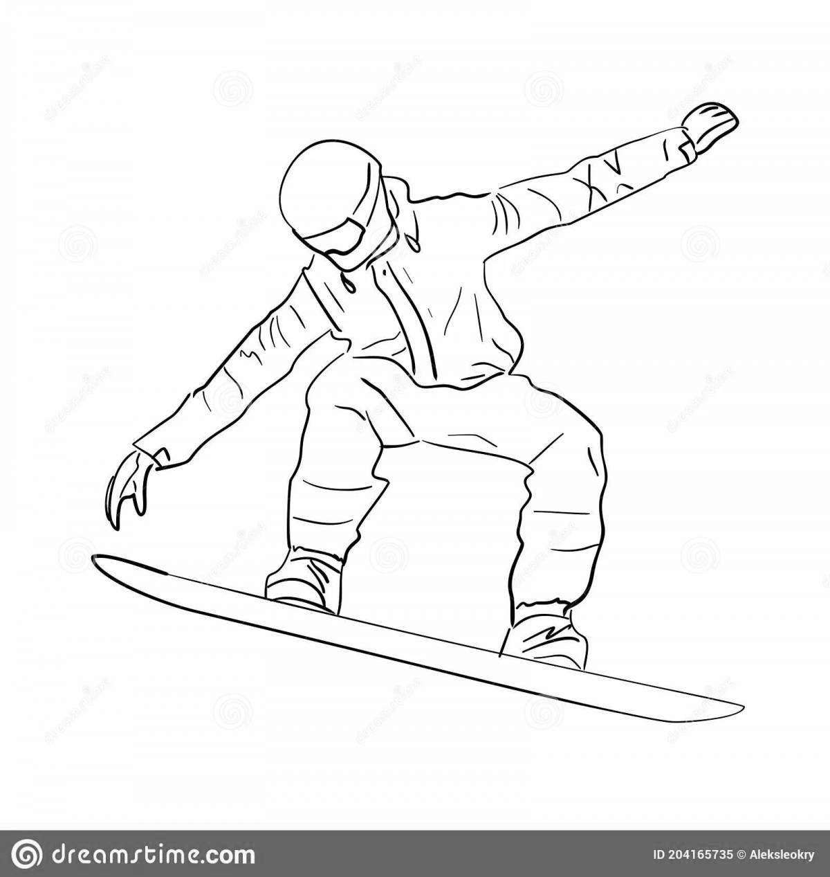 Adorable snowboarder coloring book for kids