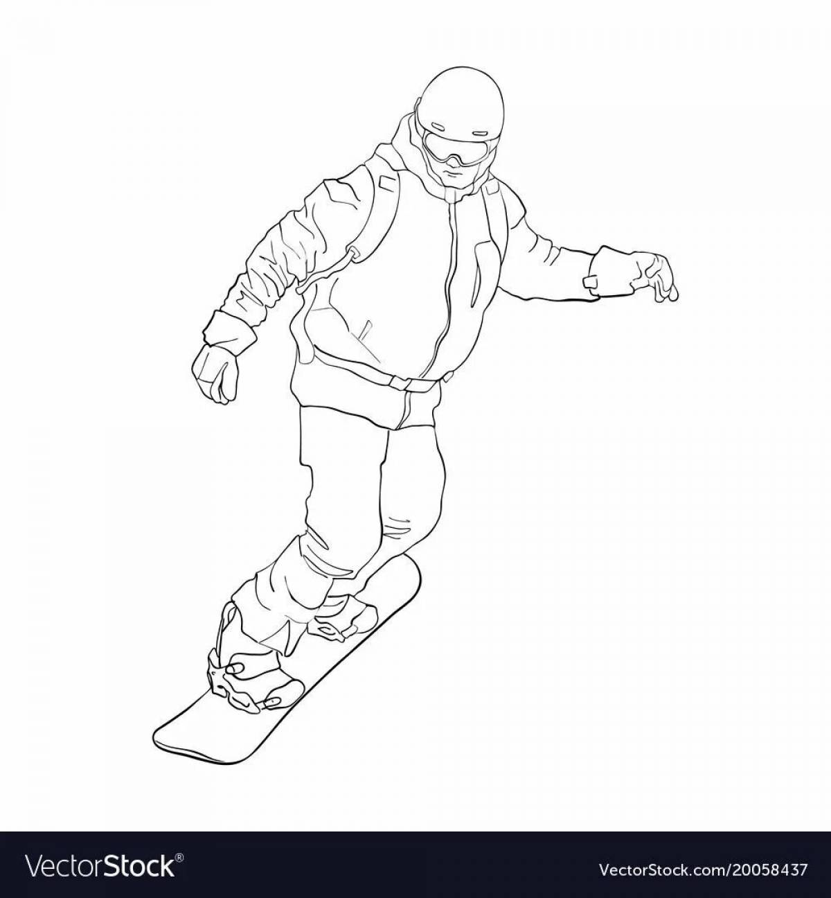 Snowboarder coloring book for kids