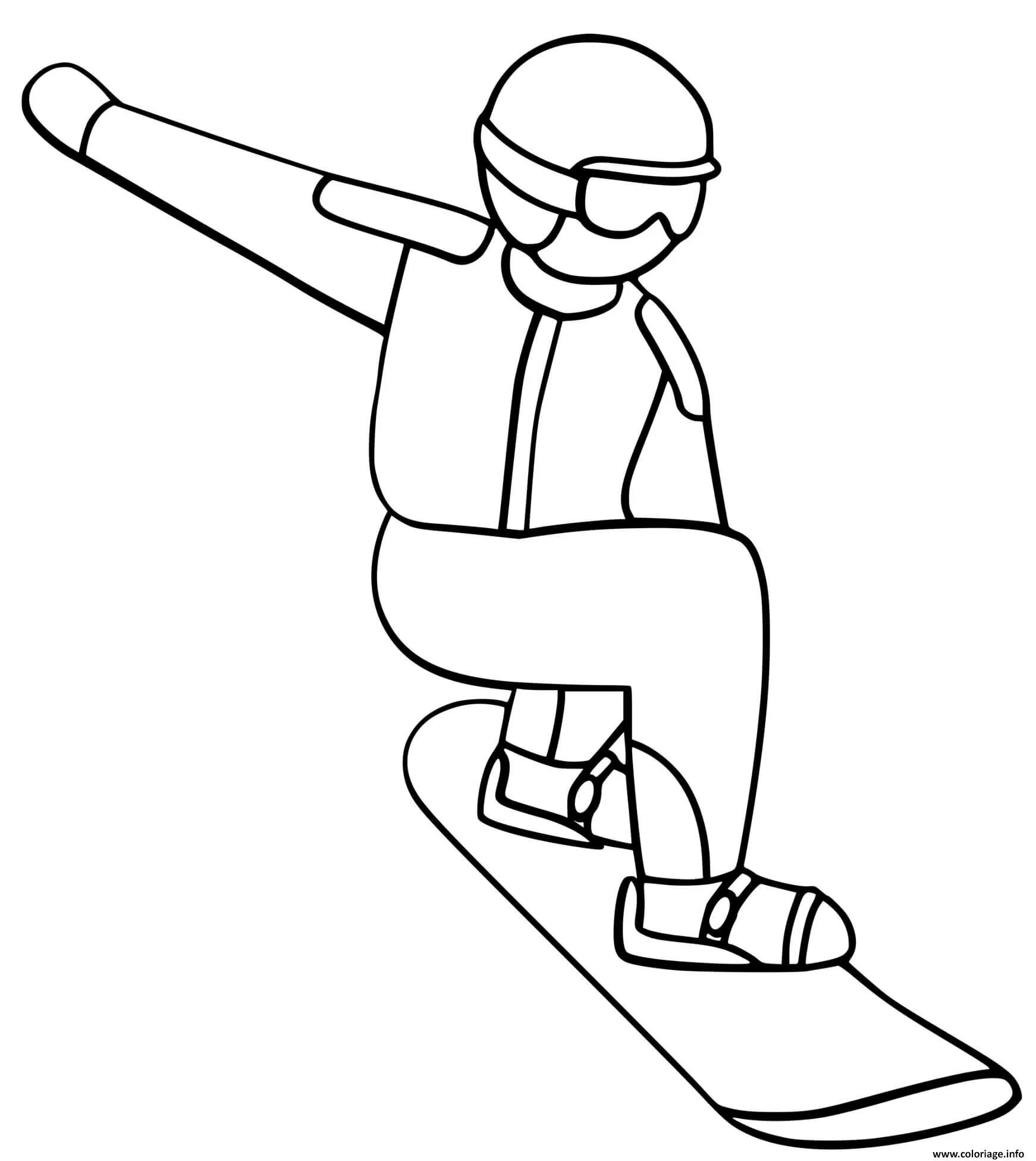 Раскраска сноубордист для детей