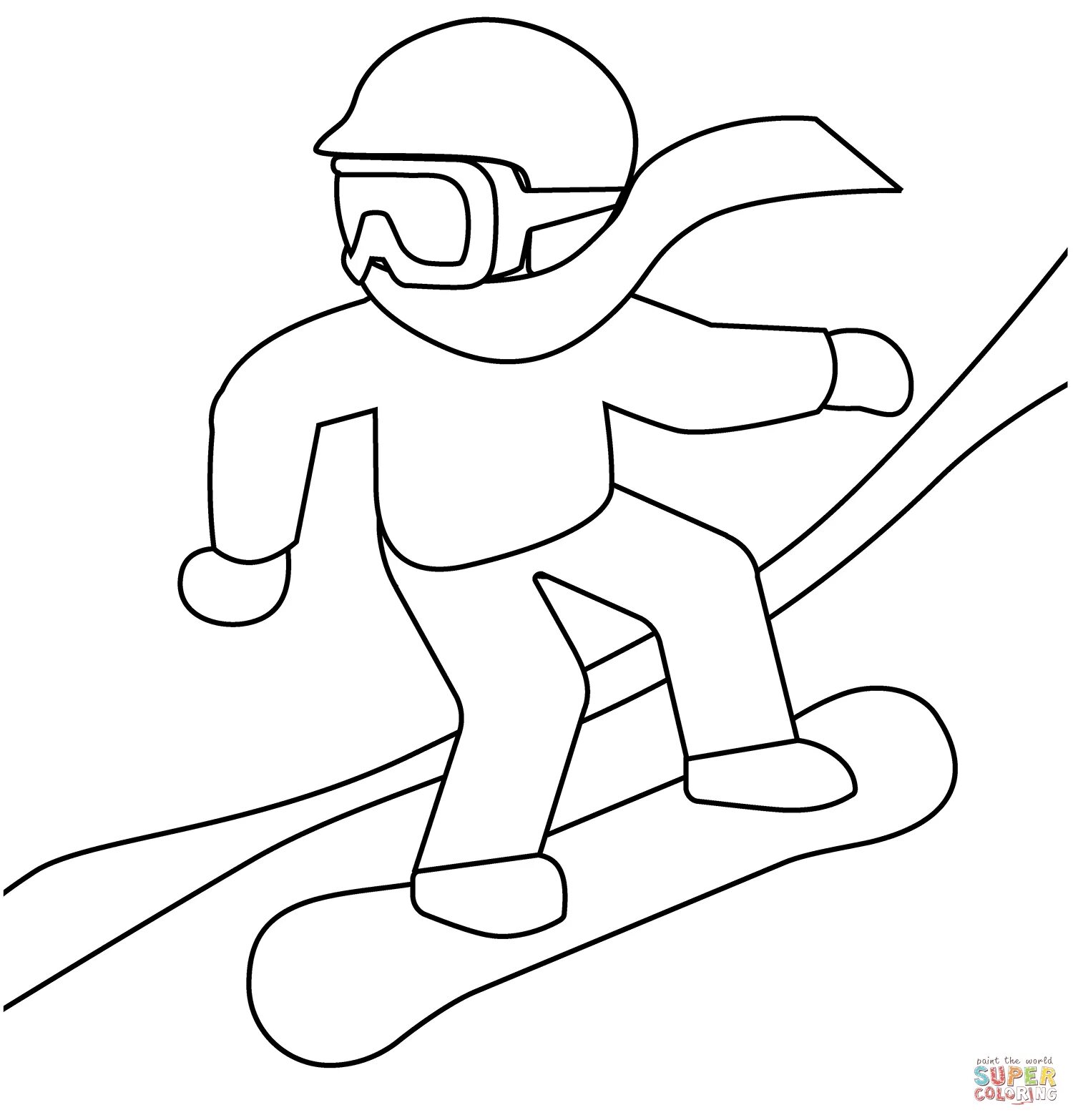 Блестящая раскраска сноубордиста для детей
