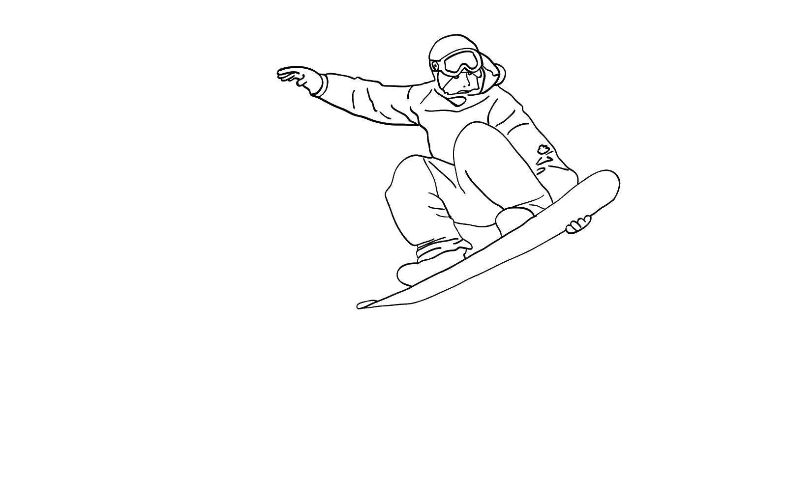 Раскраска сноубордист для детей