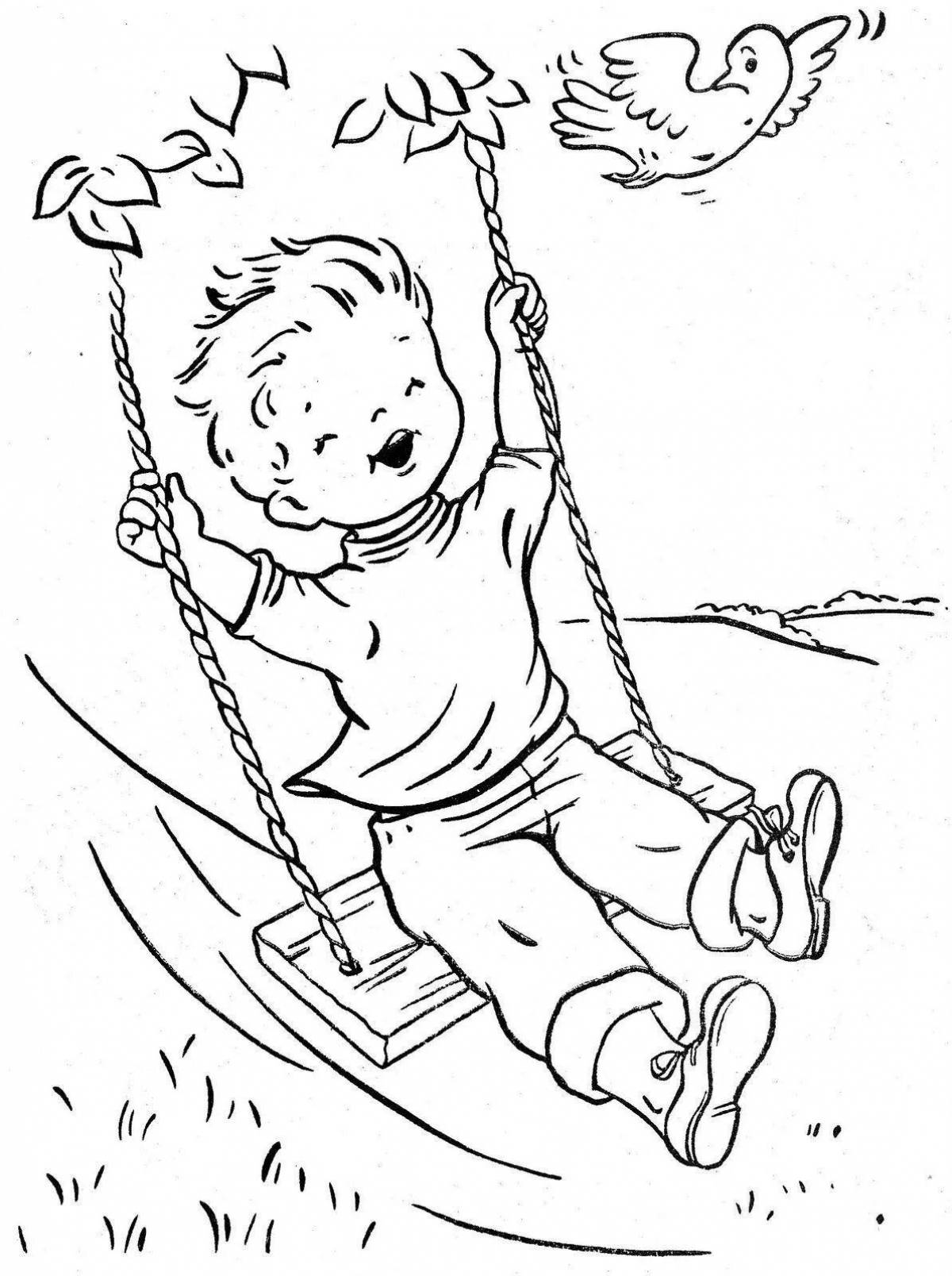 Adorable Swing Coloring Page for Toddlers