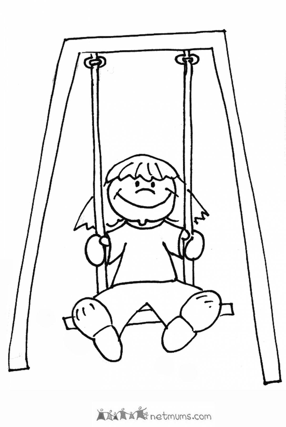 Sparkling Juvenile Swing Coloring Page