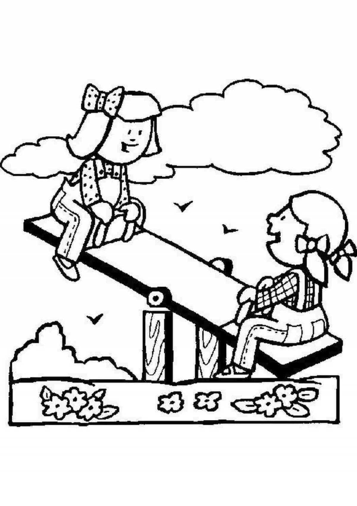 Coloring book joyful swing for children