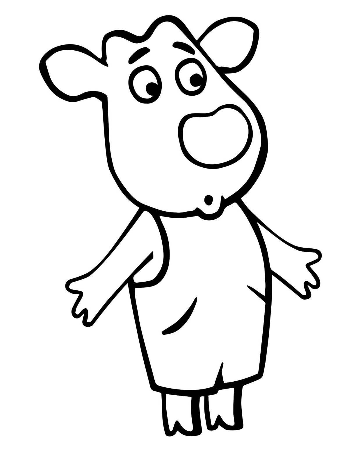 Coloring book playful bull for children