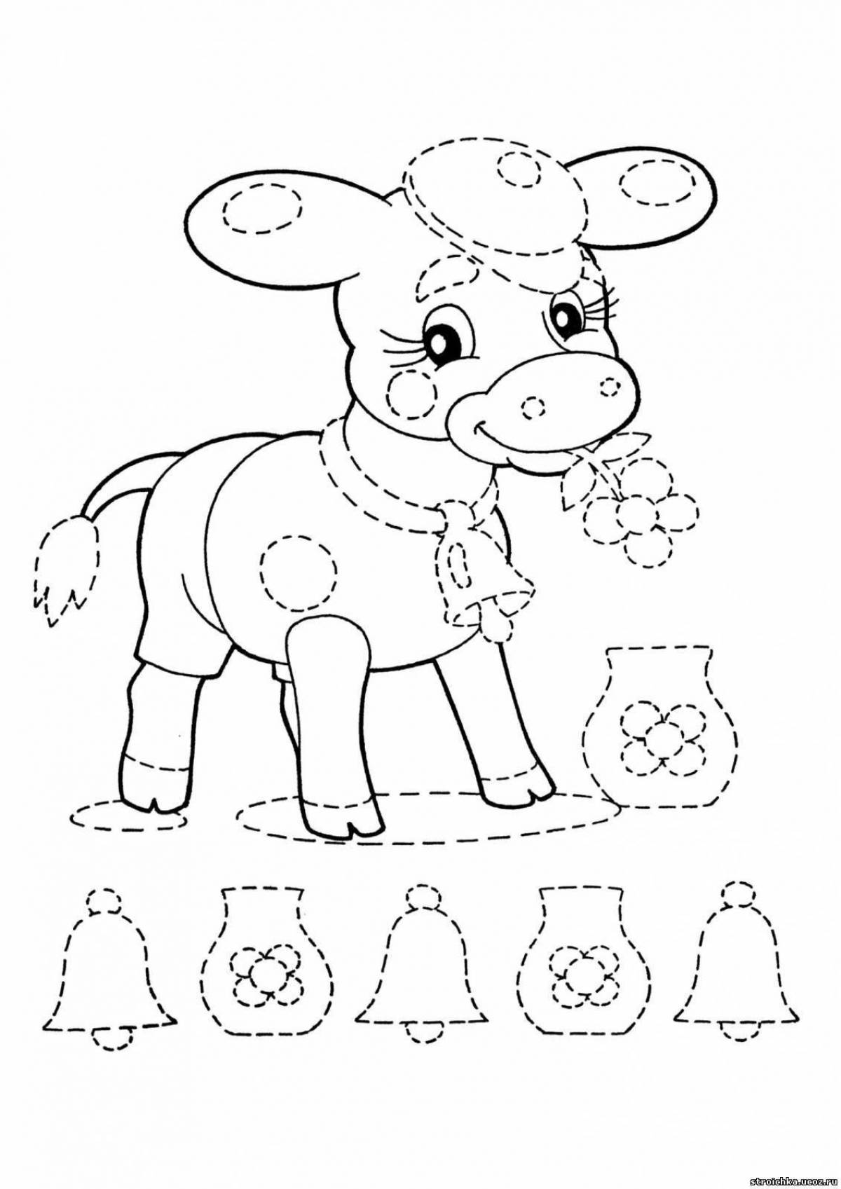 Colouring nice bull for kids