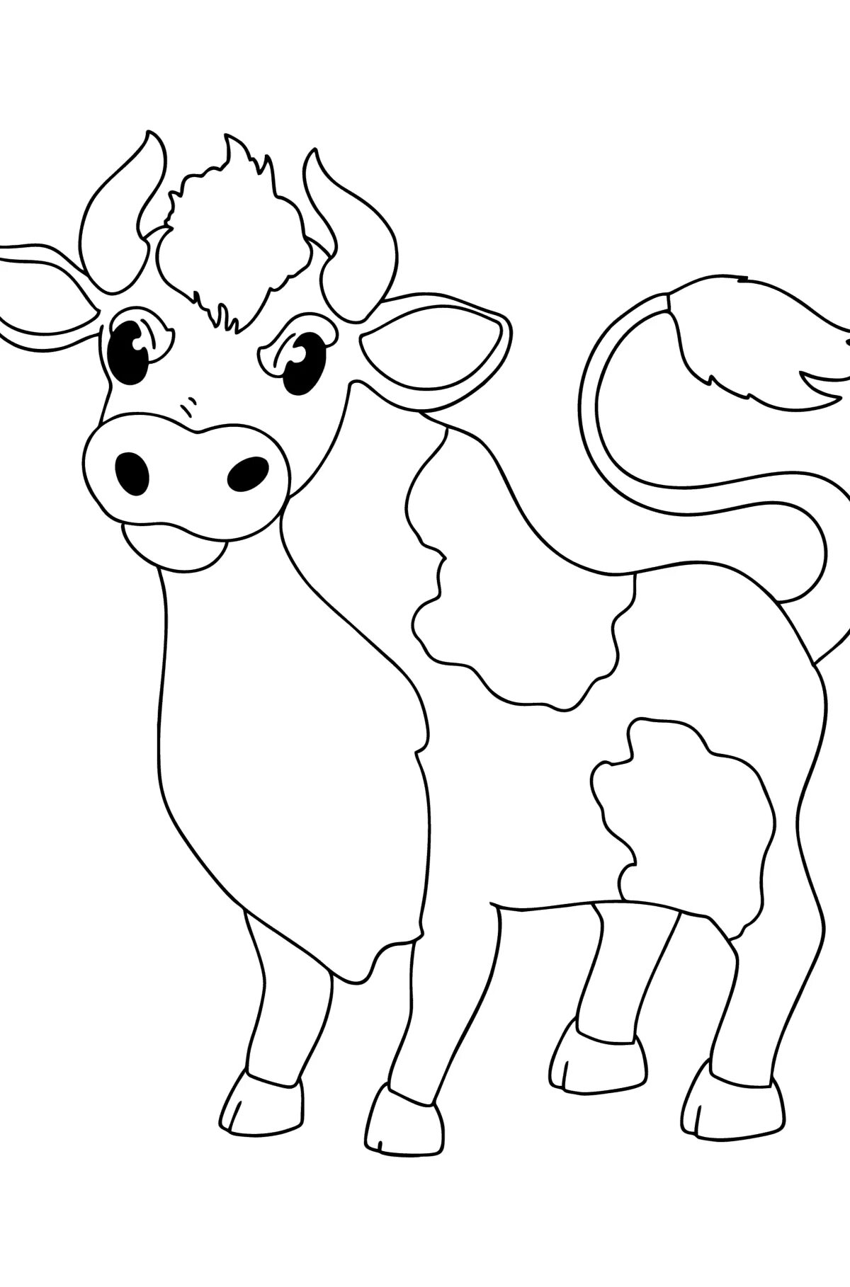 Fashionable bull coloring for kids