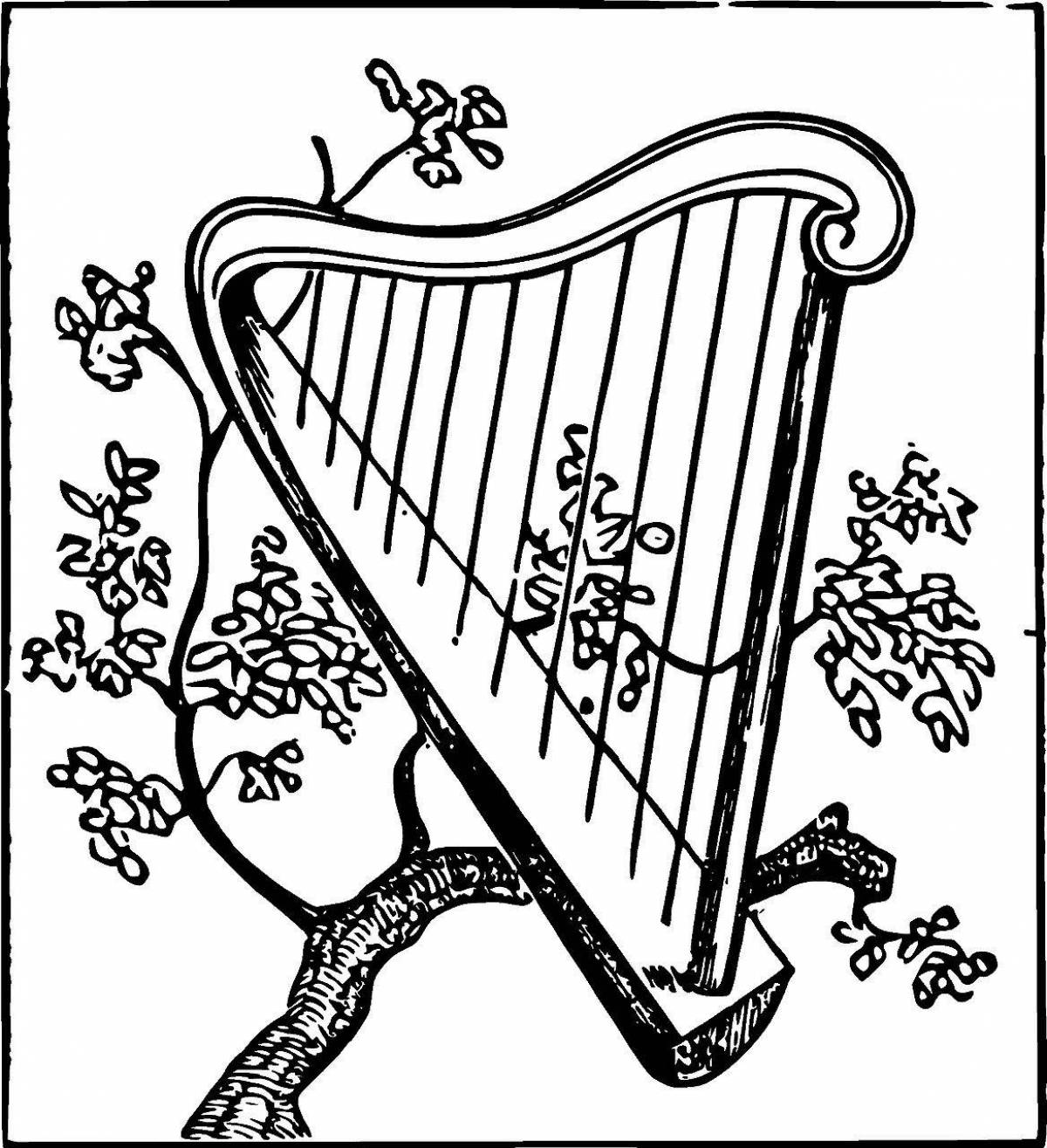 Glowing harp coloring book for kids
