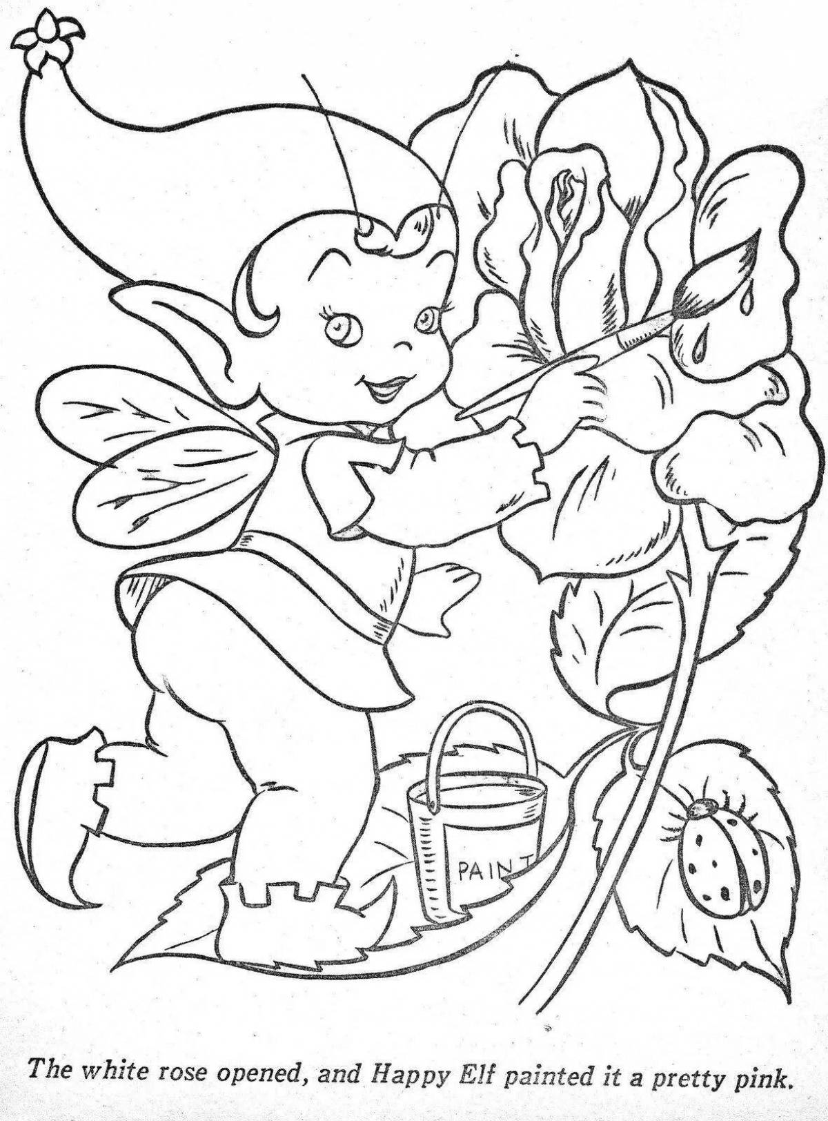 Playful elf coloring book for kids